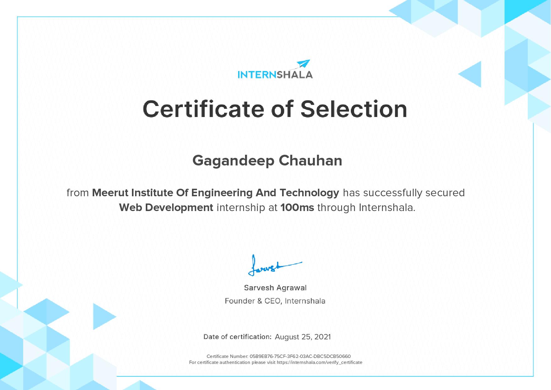 Internship certificate 1