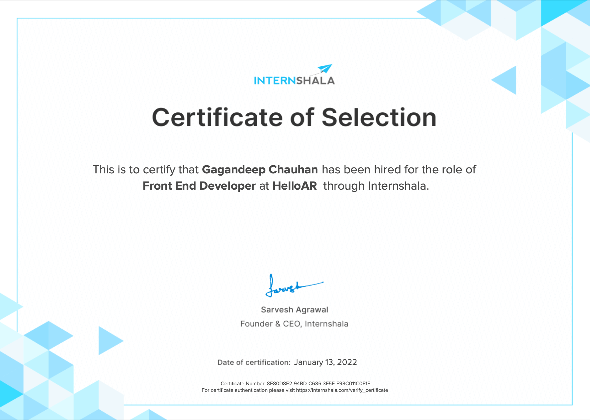 Internship certificate 2